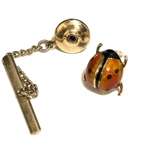 Vintage 14k yellow gold lady bug  tie tack pin in… - image 7