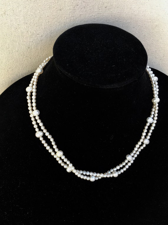 Vintage beautiful 2 strand authentic pearl neckla… - image 1