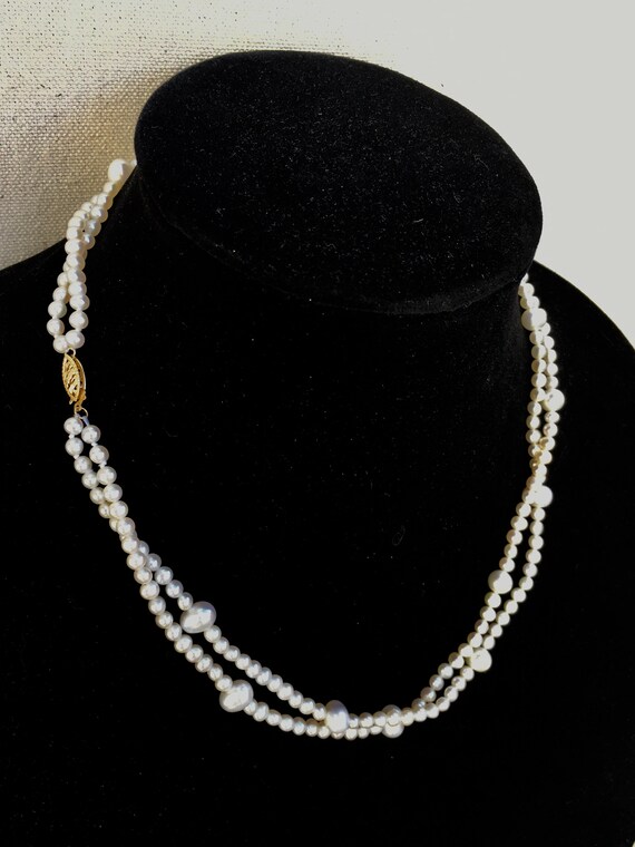 Vintage beautiful 2 strand authentic pearl neckla… - image 2