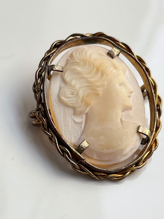 Antique carved shell lady cameo 1.25 inch x 1 inc… - image 1