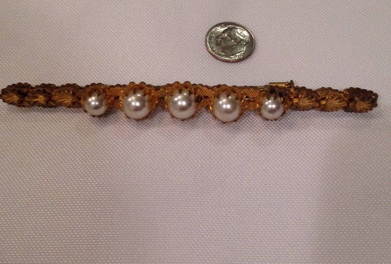 Victorian antique Bar Pin Brooch. Bohemian pearl … - image 1