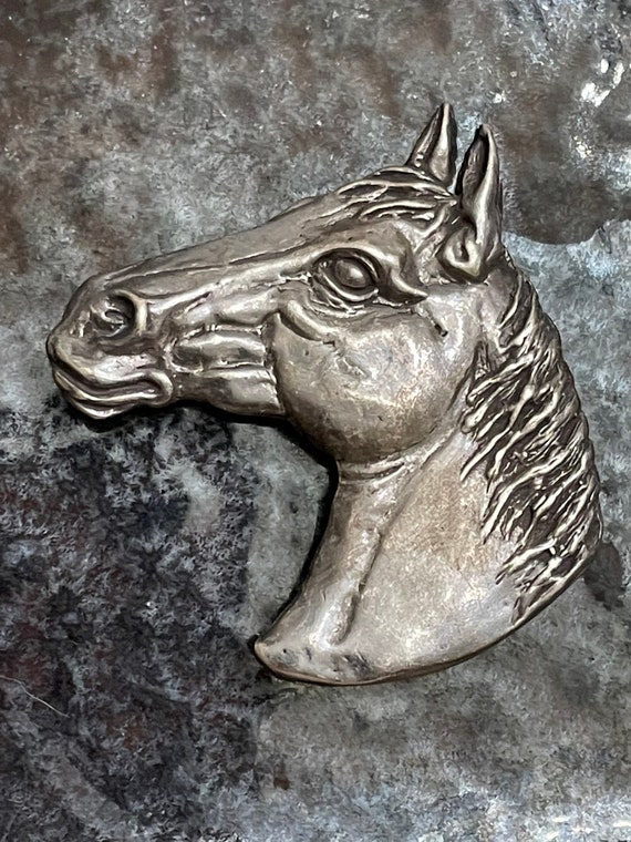 Equestrian Vintage 1994, Heavy Pewter , Sculptured, 3d Horse Head