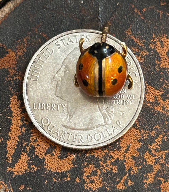 Vintage 14k yellow gold lady bug  tie tack pin in… - image 3