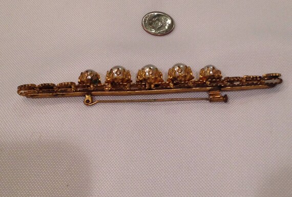 Victorian antique Bar Pin Brooch. Bohemian pearl … - image 2