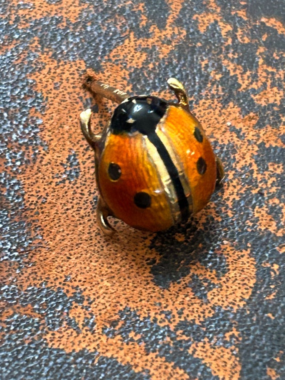 Vintage 14k yellow gold lady bug  tie tack pin in… - image 2