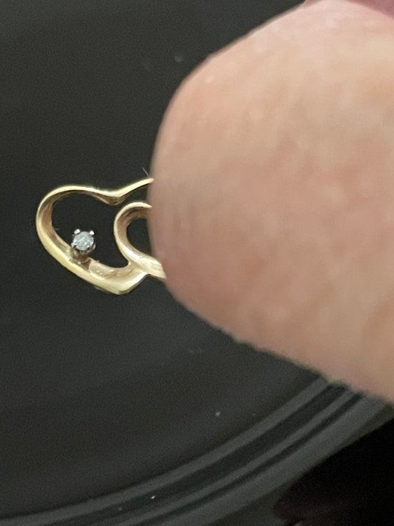 14k two heart pendant charm slide with tiny diamo… - image 5