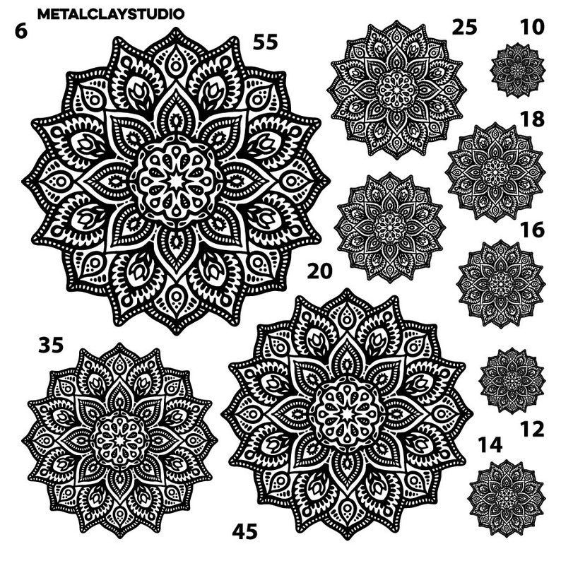 Rubber Texture Mandala ART06 Flat stamp for metal clays Etsy