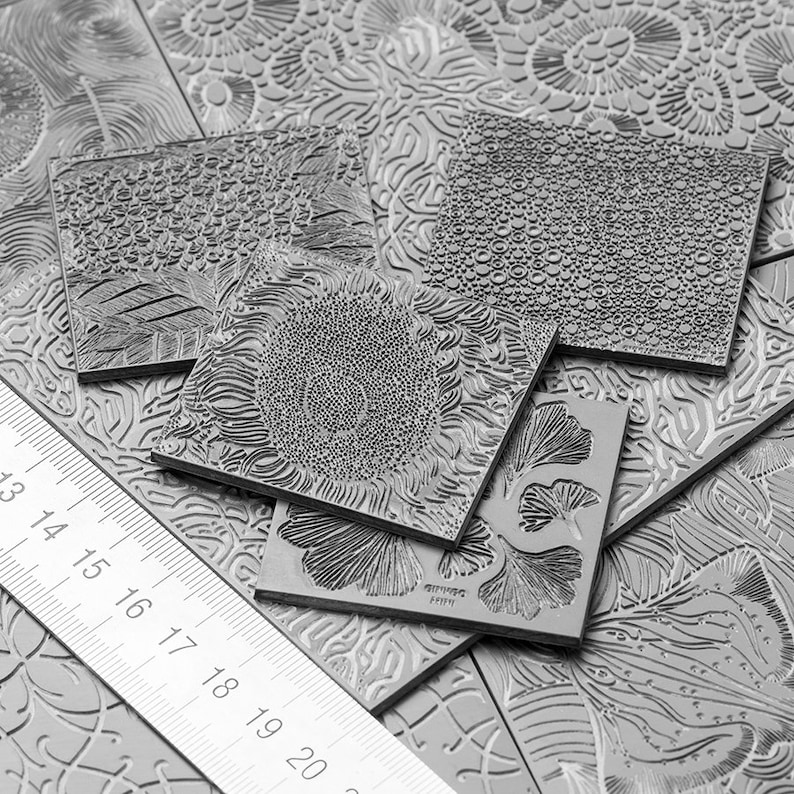 Author/'s Texture Texture Matt Metalclay Textured Flat Mold 04 - ASSORTED 4in1 Metal clay Stamp Rubber texture