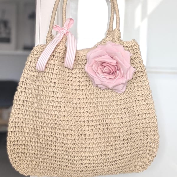 Große Tasche,Basttasche , Strohtasche, Shopper,  Ibizatasche ,Strandtasche ,Urlaubstasche  Markttasche, Sommertasche