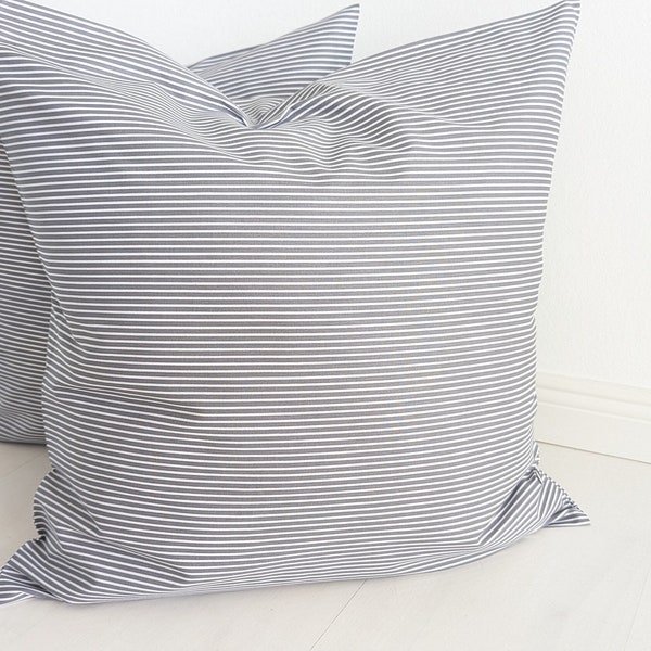 Kissenhülle gestreift ,  bezug mit Streifen , grau-weiß   gestreift  50x50 cm, Kissenhülle Sofa, Streifen grau weiß