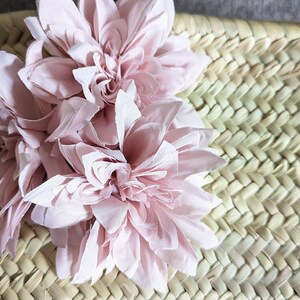 Ibizatasche , Korbtasche, Strandtasche , Markttasche, französischer Korb , Korb Palmblatt, Tasche mit Blumen pink Bild 2