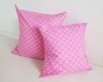 Kissenhülle pink, Kissenbezug pink, 50x50 cm, Kissenhülle Wellenmuster, Sommerkissenhülle