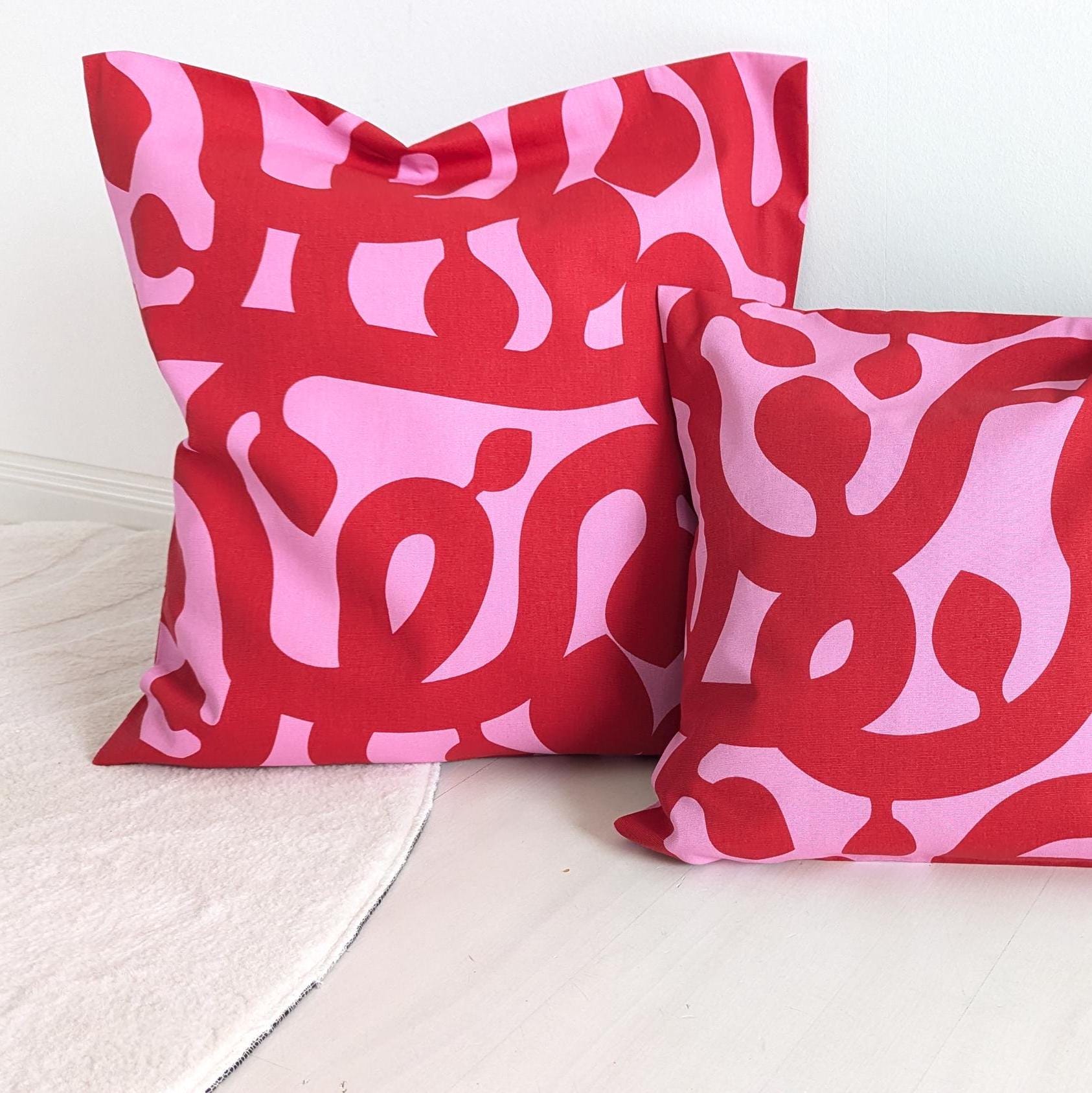 Bezug rosa-rot , Kissenhülle 50x50 cm , bunte Kissenhülle , Kissenhülle pink , Kissenhülle mit Muster ,Sommerfarben, Colourblocking,