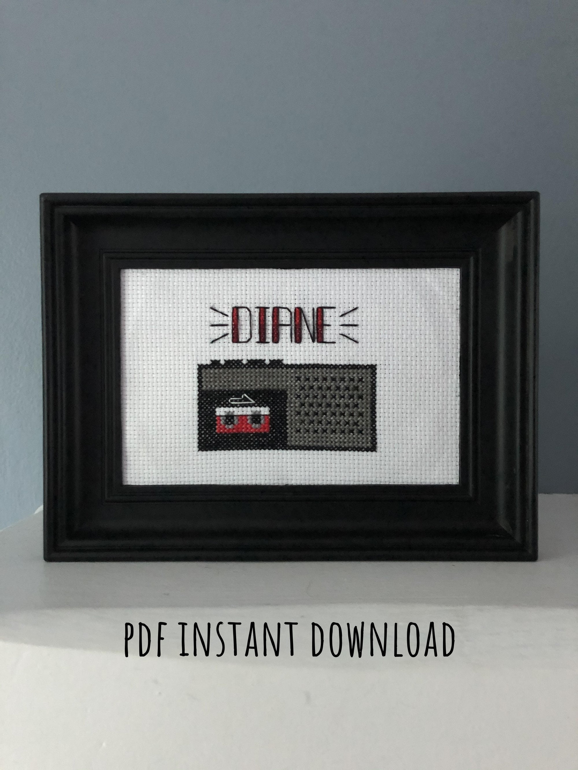 PDF Instant Download Home Decor Twin Peaks Embroidery Pattern Diane Cross Stitch Pattern *PDF Only* Agent Cooper Needlepoint Pattern