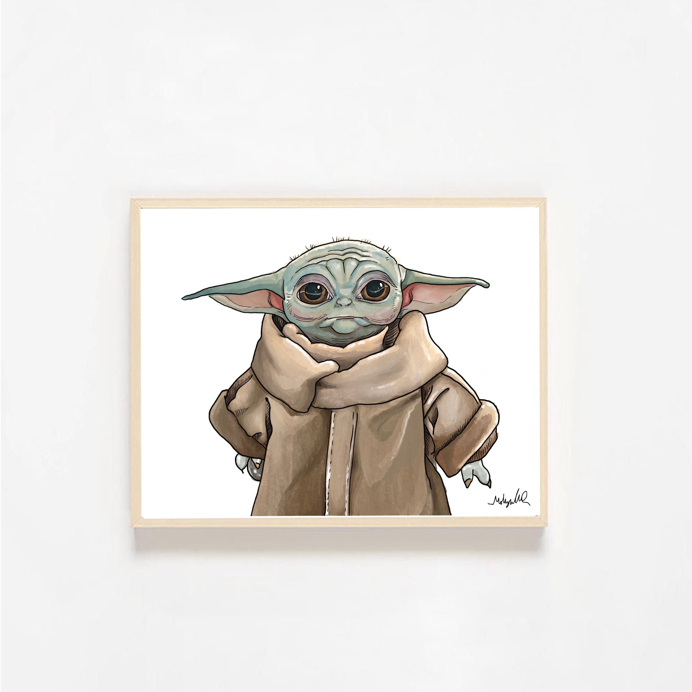 Baby Yoda Print Illustration | Etsy