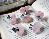 Rose Quartz Drawer Knobs Cupboard Door Handles gemstone pink crystal home decor furniture homeware crystals gemstones silver brass dresser
