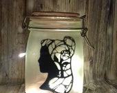 Beauty and the Beasts Belle, stained glass window light jar, Night light, Mood light, Fairy lights, Disney lover