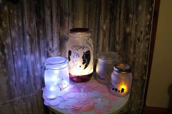 Beauty And The Beast Wedding Jars Fairy Light Jars Wedding Etsy
