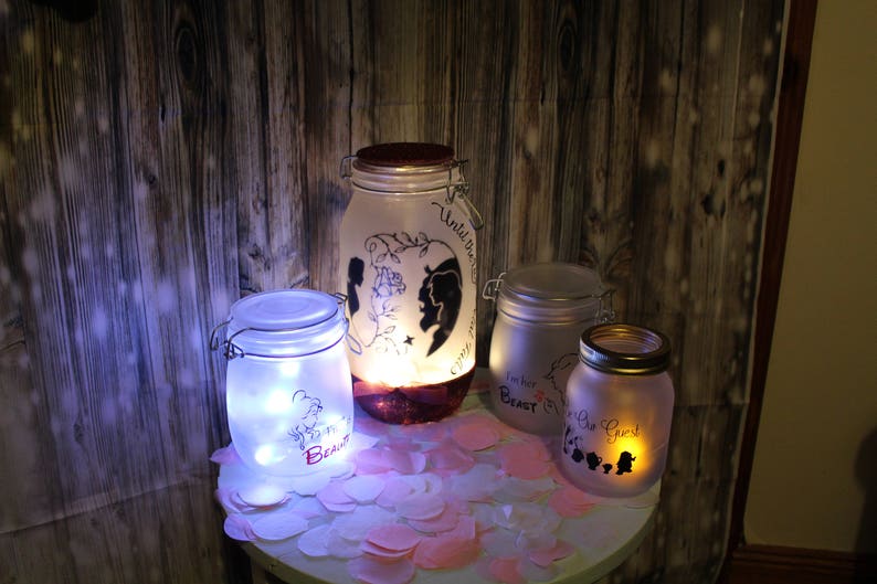 Beauty And The Beast Wedding Jars Fairy Light Jars Wedding Etsy