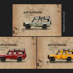 Land Rover Defender Landscape artwork DIGITAL DOWNLOAD - print it yourself - A3 paper size layout