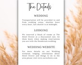 Wedding details card guest instructions card hotel details card wedding venue directions details card template simple design details card
