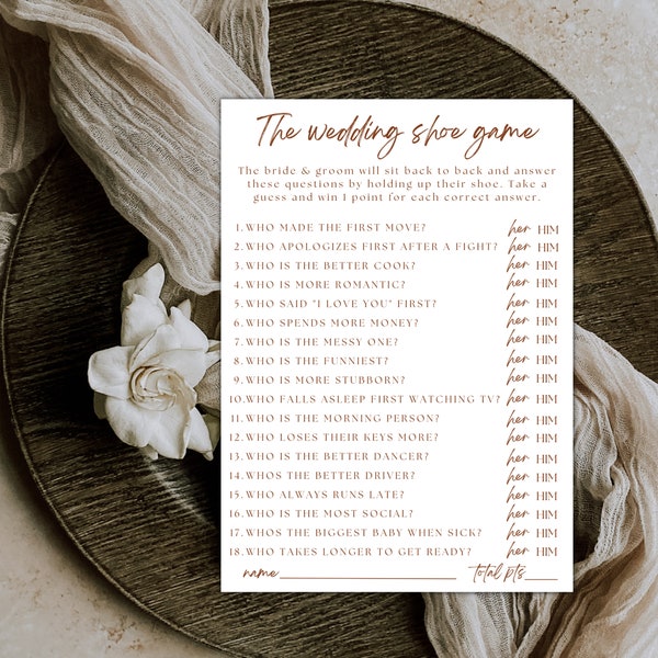 The Wedding Shoe Game | Fun Couple Game | Bridal Shower Game | Couples Wedding Shower Game | western wedding | editable games | templates