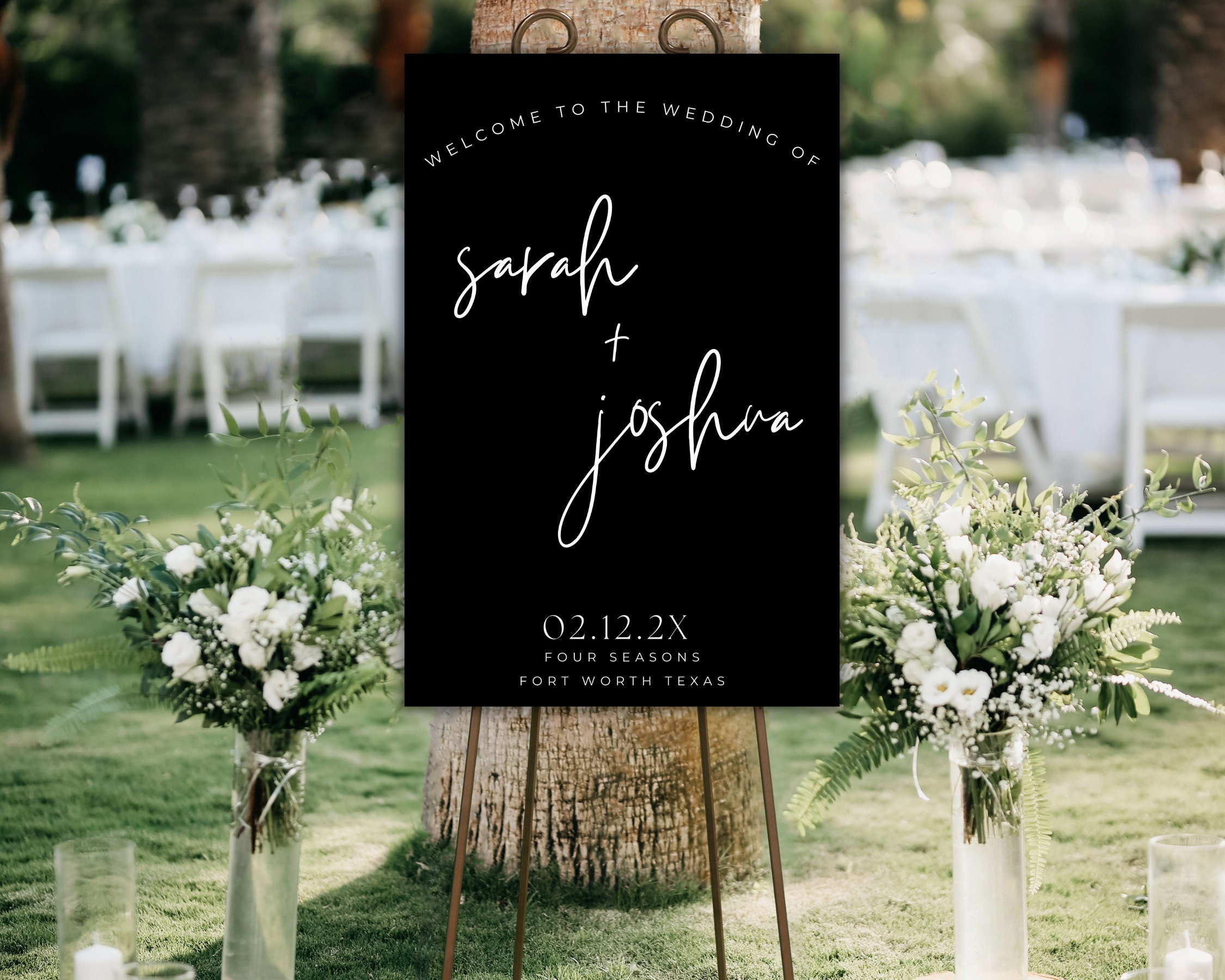 Modern Black Wedding Welcome Sign Template Minimalist Wedding Decor ...