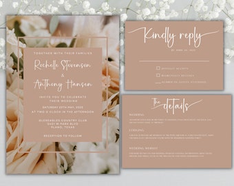 Pink rose wedding invitation template pink floral wedding stationary kindly reply card template pink roses wedding invites details card set