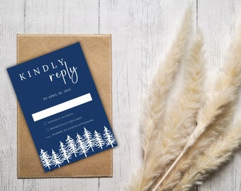 Kindly reply card template respond to our wedding card Rsvp card template instant download editable rsvp template mountain starry night rsvp