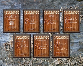 Wedding reception signs template bundle western wedding decorations rustic wedding reception decorations wedding signs barn wood sign bundle