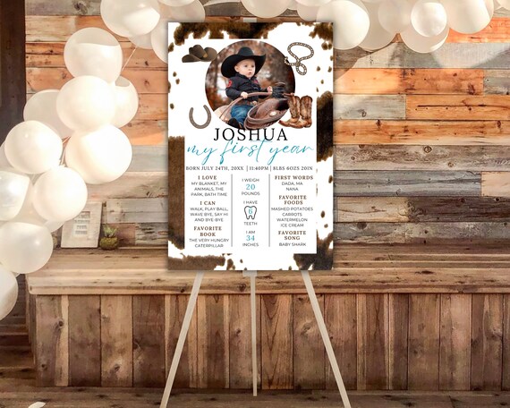 first rodeo milestone sign template cowboy birthday sign western birthday party sign cowhide birthday sign 1st rodeo birthday party signs