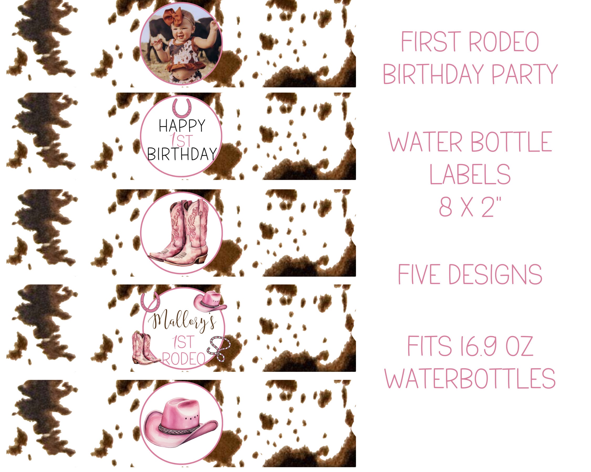 Water Bottle Labels Template First Rodeo Cowgirl Birthday Party ...