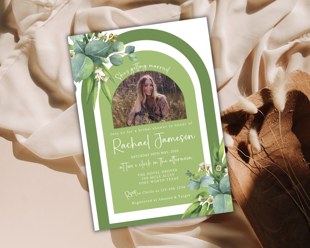 Text Message Bridal Shower Sage Green and Arches Bridal Shower ...