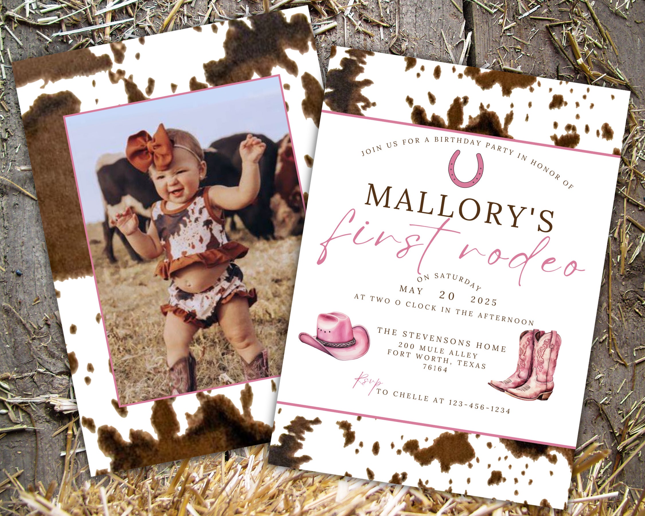 First Rodeo Party Invitation Template Cowgirl First Birthday Party ...