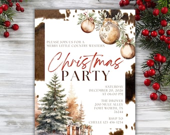 Western Christmas party invitation flyer work Christmas party flyer barn theme Christmas party invitation Country western Christmas invite