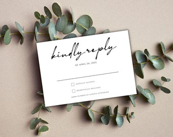 minimalist wedding rsvp card template wedding kindly reply card editable instant printable rsvp card modern wedding card simple wedding card