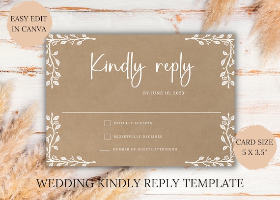 Wedding Rsvp card template Country Western wedding rsvp card rustic wedding reply card editable kindly reply card instant download Rsvp card