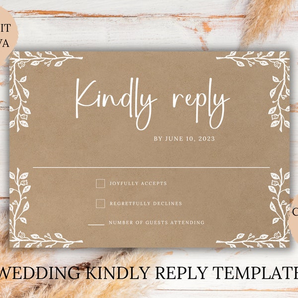 Wedding Rsvp card template Country Western wedding rsvp card rustic wedding reply card editable kindly reply card instant download Rsvp card