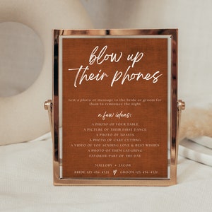 Blow Up Their Phone Sign | Wedding Photo Hunt Game | Minimalist Wedding Sign | Take Action Sign | I Spy Wedding Game | fall wedding decor