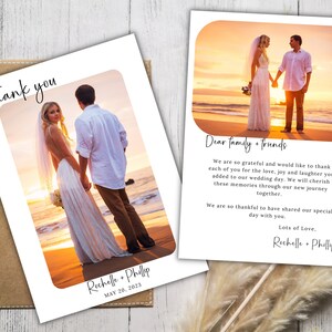 Thank you card template modern wedding thank you card photo wedding thank you minimalist card editable instant download wedding thank you