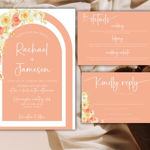 moderne florale hochzeitseinladungsvorlage kindly antwort karte details vorlage hochzeit pfirsich floral einladung stationär boho hochzeit lädt ein