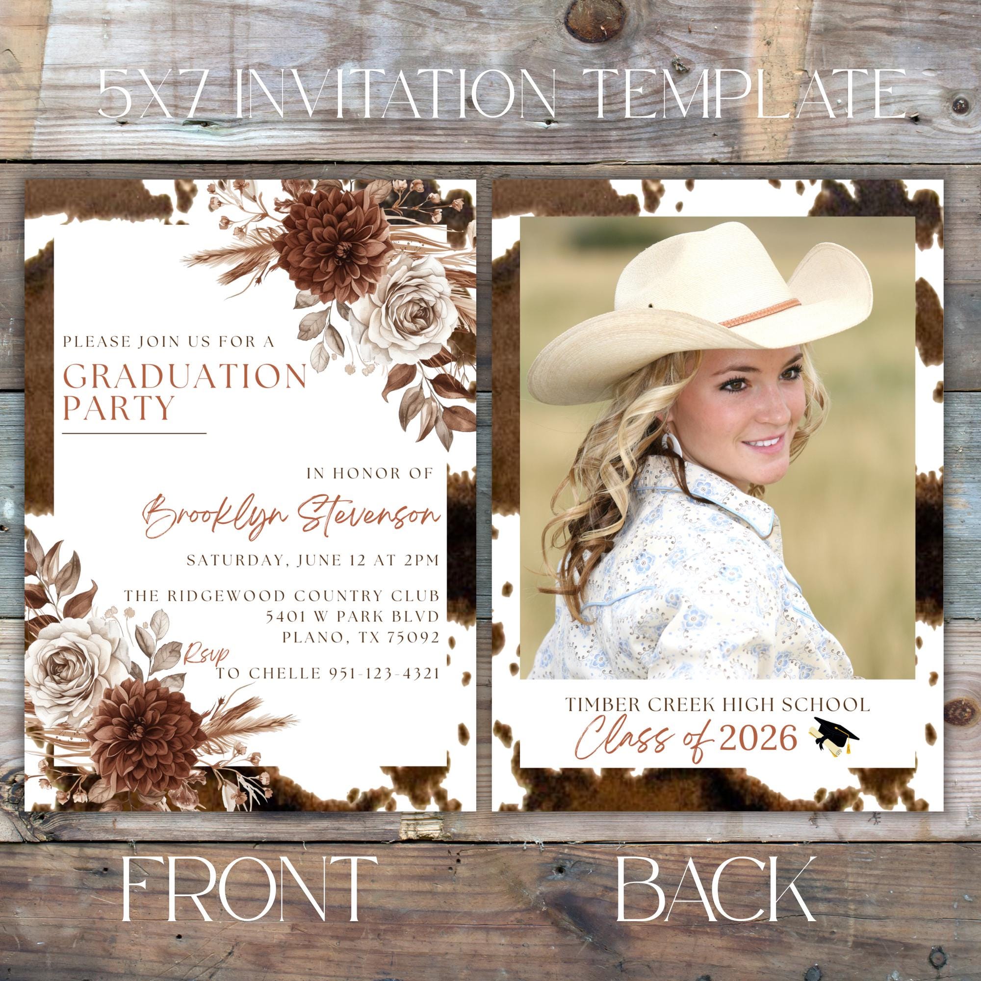 Western Graduation Invitation Template, Cowboy Grad Party Invite ...
