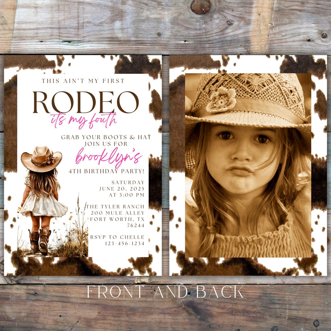 Cowgirl Birthday Party Invitation Fourth Rodeo Party Invite Kids ...