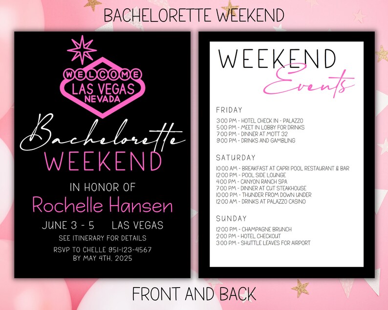 Black and Hot Pink Invitation Template Bachelorette Las Vegas Etsy Black and Hot Pink Invitation Template Bachelorette Las Vegas Etsy