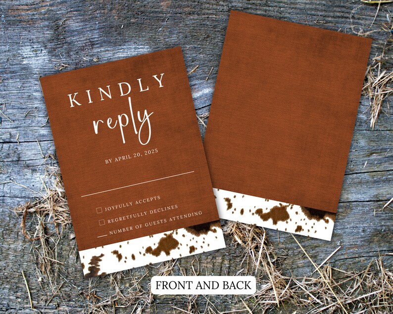Country Western Wedding Invitation Template Cowhide Wedding Etsy