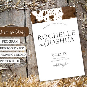 Church program wedding folded western wedding program template modern order of service western wedding program diy wedding cowboy wedding