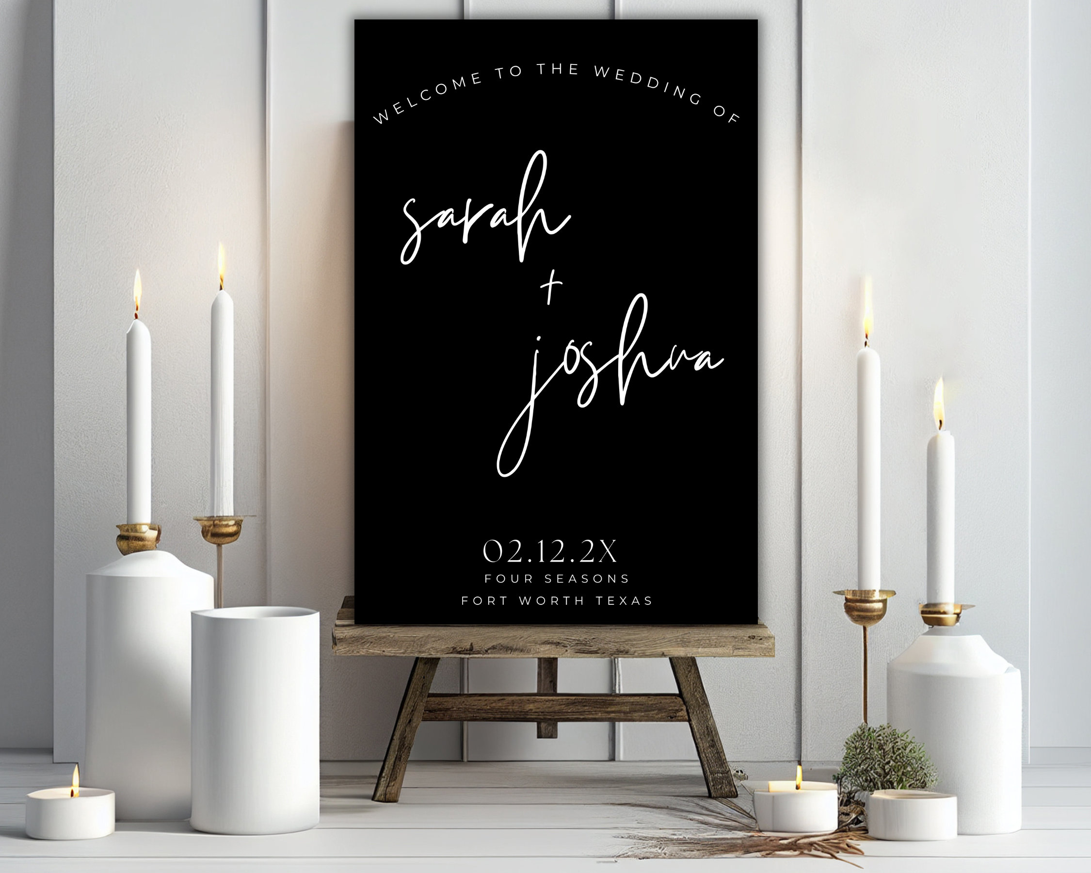 Modern Black Wedding Welcome Sign Template Minimalist Wedding Decor ...