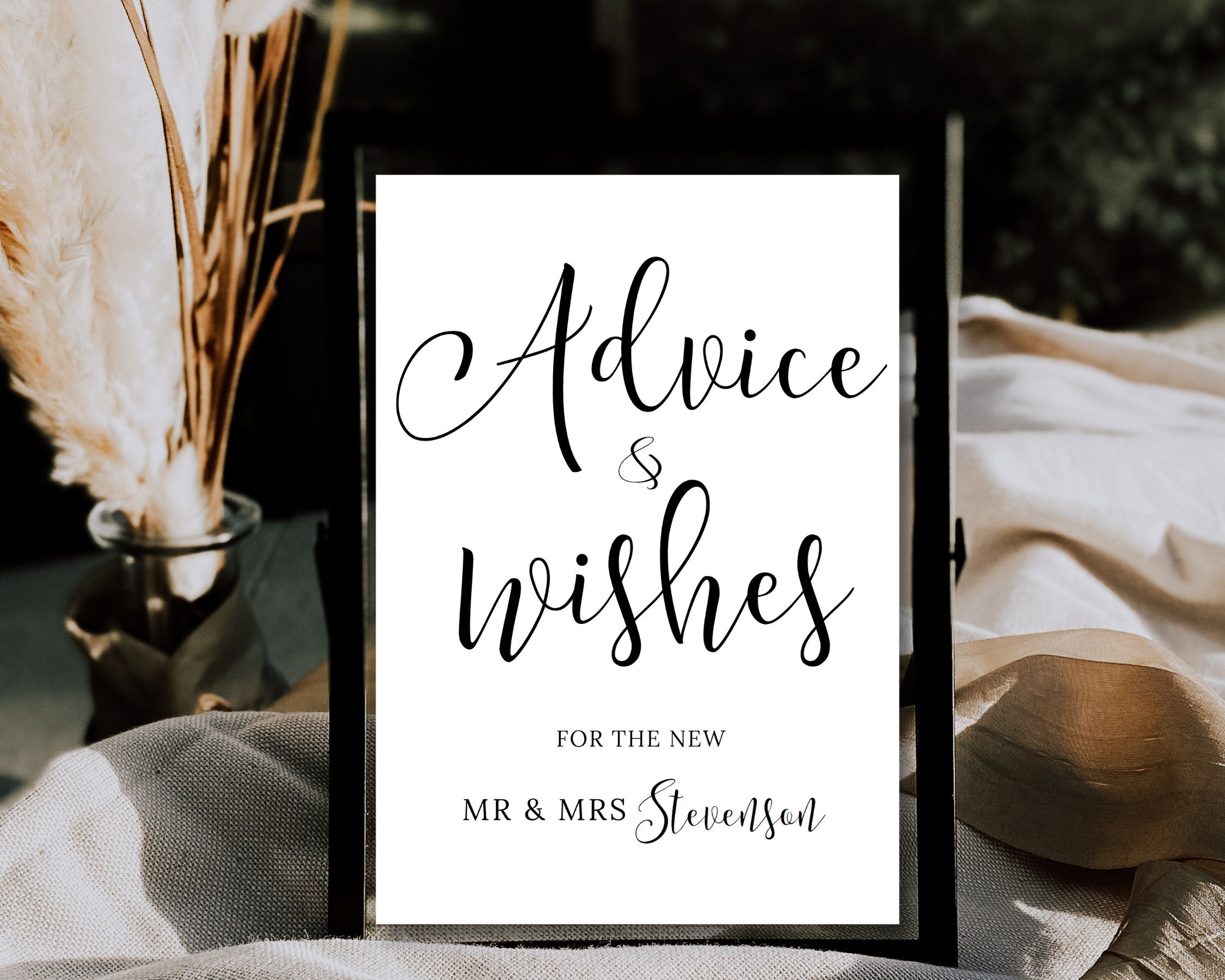 Advice and Wishes Sign Template Wedding Reception Table Signs Wedding ...