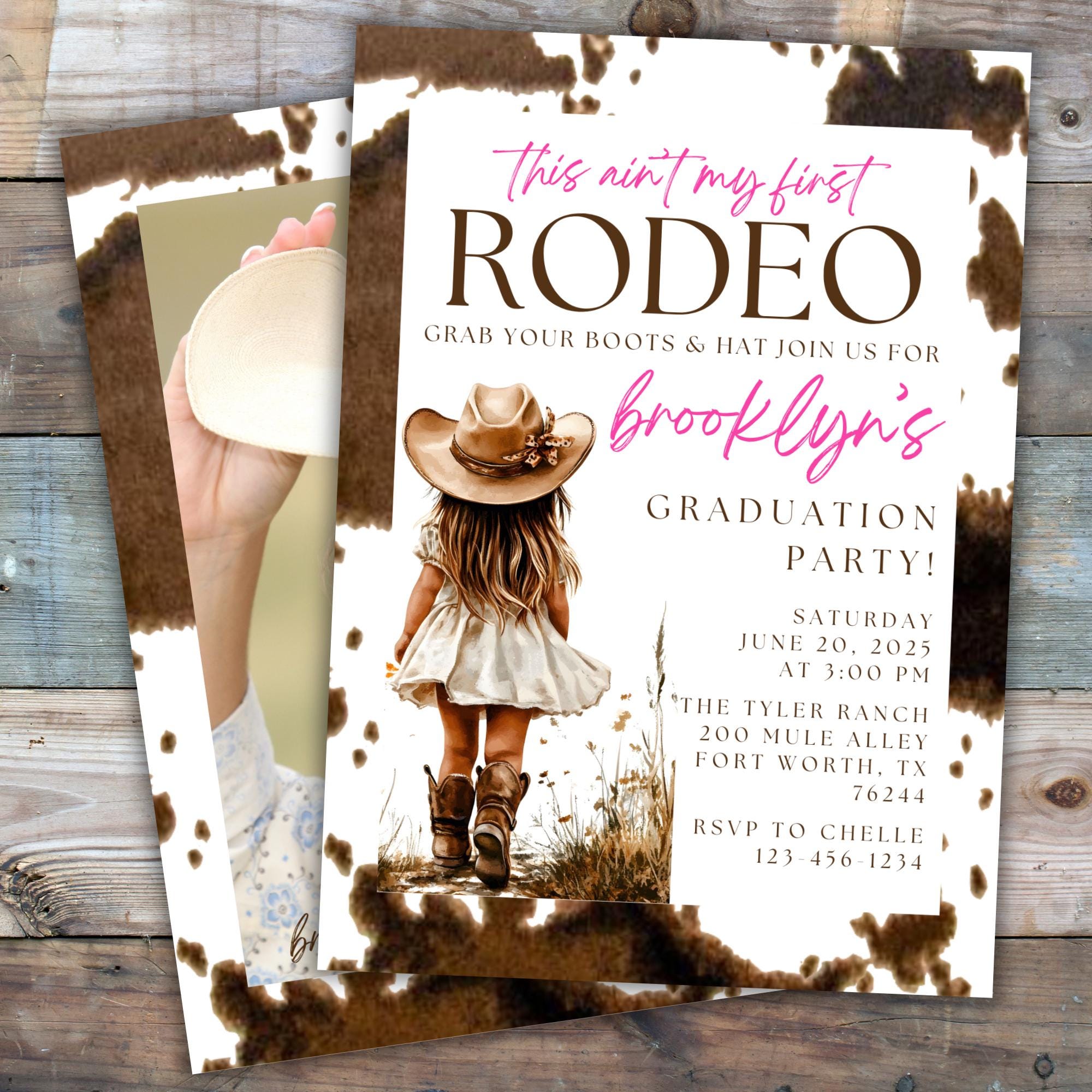 Cowgirl Graduation Party Invitation Template, Western Grad Invite ...