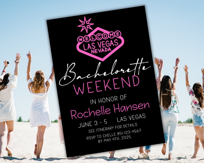 Black and Hot Pink Invitation Template Bachelorette Las Vegas Etsy Black and Hot Pink Invitation Template Bachelorette Las Vegas Etsy